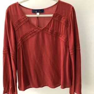 Francesca's Boho Lace-Trimmed Top